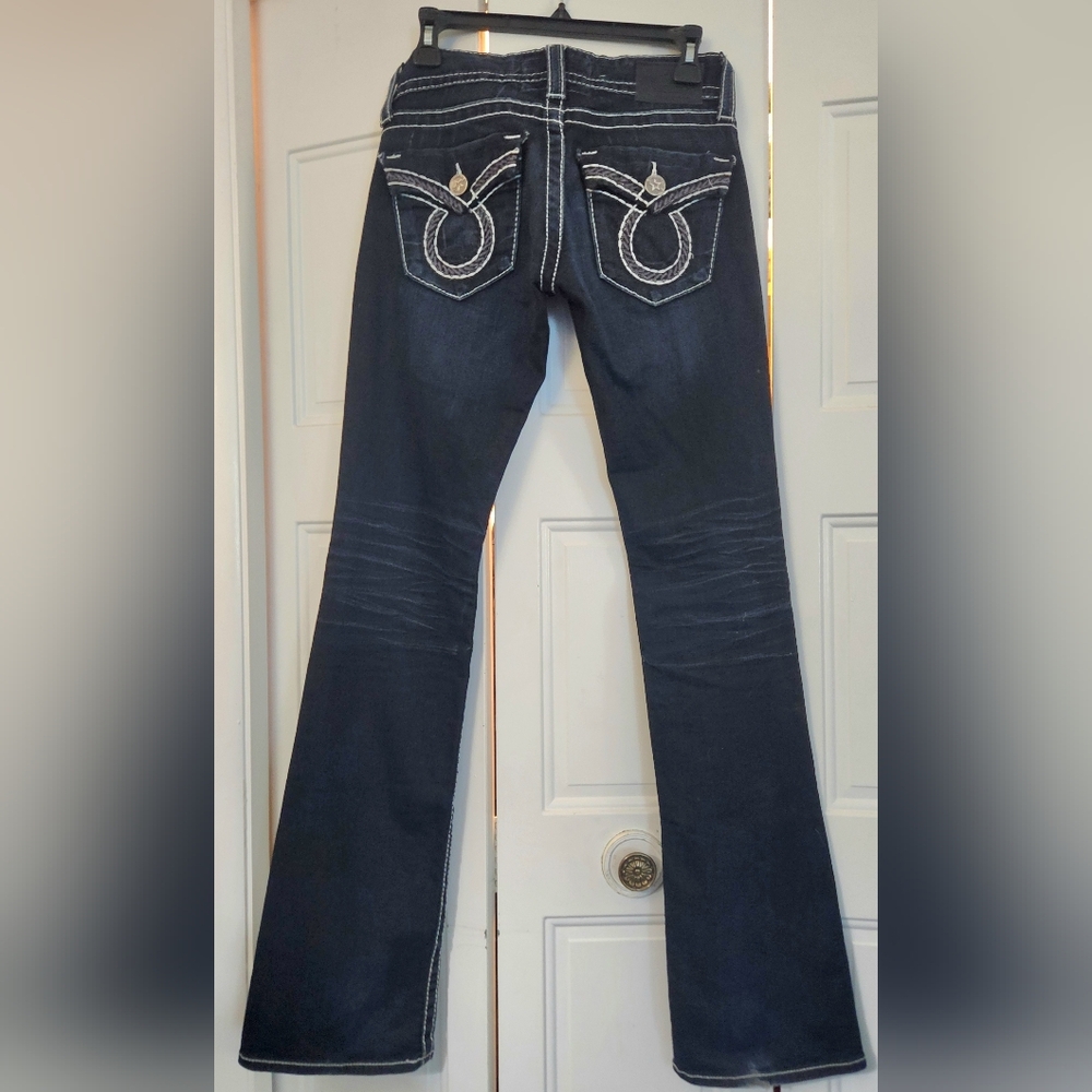 BIG STAR SOPHIE DARK LOW RISE BOOT CUT JEANS, 26 LONG